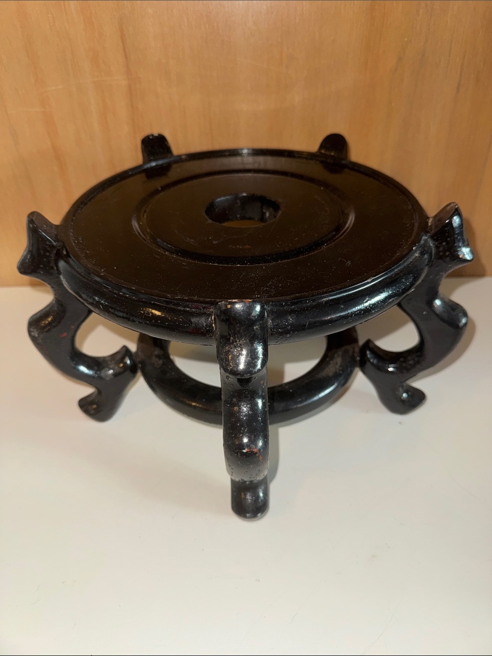 Vintage Traditional Asian Fishbowl Stand Vase Riser Planter Pedastool